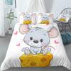 REALIN Rats Animal Print Duvet Cover Set Cute Mice Stamp Bedding Girl Boy Kids Bed Sets 2/3/4PCS Quilt Covers/Sheets/Pillow Shams,Twin/Full/Queen/King (C,Queen-228x228cm-4PCS) view 1
