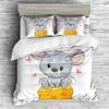 REALIN Rats Animal Print Duvet Cover Set Cute Mice Stamp Bedding Girl Boy Kids Bed Sets 2/3/4PCS Quilt Covers/Sheets/Pillow Shams,Twin/Full/Queen/King (C,Queen-228x228cm-4PCS) view 2