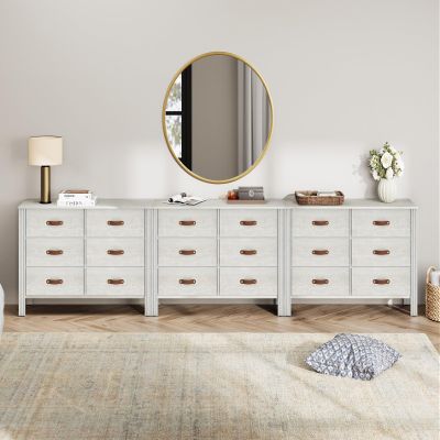 WAMPAT White Long Dresser for Bedroom, Wood Large Dresser with 18 Drawers, Kids Dressers & Chest of Drawers, 3-in-1 Classic Storage Cabinet Organizer for Closet, Living Room, Hallway