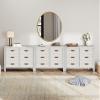 WAMPAT White Long Dresser for Bedroom, Wood Large Dresser with 18 Drawers, Kids Dressers & Chest of Drawers, 3-in-1 Classic Storage Cabinet Organizer for Closet, Living Room, Hallway view 1