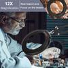 12X Magnifying Glass with Light, Krstlv Upgrade Button 5 Color Modes Stepless Dimmable 2-in-1 LED Lighted Desk Lamp & Clamp, Hands Free Magnifier with Light and Stand for Craft Hobby Repair Close Work view 2