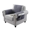 LiveGo Armrest Covers+Headrest Cover, Non Slip Arm Cover with Storage Pockets & Head Protector Cover Set for Recliner Sofa, Quilted Slipcover Furniture Protector for Pets(Grey,1 Person (Set of 3)) view 1