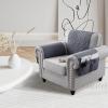 LiveGo Armrest Covers+Headrest Cover, Non Slip Arm Cover with Storage Pockets & Head Protector Cover Set for Recliner Sofa, Quilted Slipcover Furniture Protector for Pets(Grey,1 Person (Set of 3)) view 2