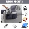 LiveGo Armrest Covers+Headrest Cover, Non Slip Arm Cover with Storage Pockets & Head Protector Cover Set for Recliner Sofa, Quilted Slipcover Furniture Protector for Pets(Grey,1 Person (Set of 3)) view 3