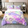 Mermaid Whale 100% Cotton Duvet Cover Twin, Kids Purple Unicorn Whale Comforter Cover, Girls Rainbow Fish Scale Quilt Cover, Cute Marine Life Bedding Set, Seashell Diamond Pattern Bedspread Cover view 1
