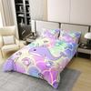Mermaid Whale 100% Cotton Duvet Cover Twin, Kids Purple Unicorn Whale Comforter Cover, Girls Rainbow Fish Scale Quilt Cover, Cute Marine Life Bedding Set, Seashell Diamond Pattern Bedspread Cover view 2