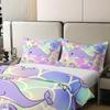 Mermaid Whale 100% Cotton Duvet Cover Twin, Kids Purple Unicorn Whale Comforter Cover, Girls Rainbow Fish Scale Quilt Cover, Cute Marine Life Bedding Set, Seashell Diamond Pattern Bedspread Cover view 4