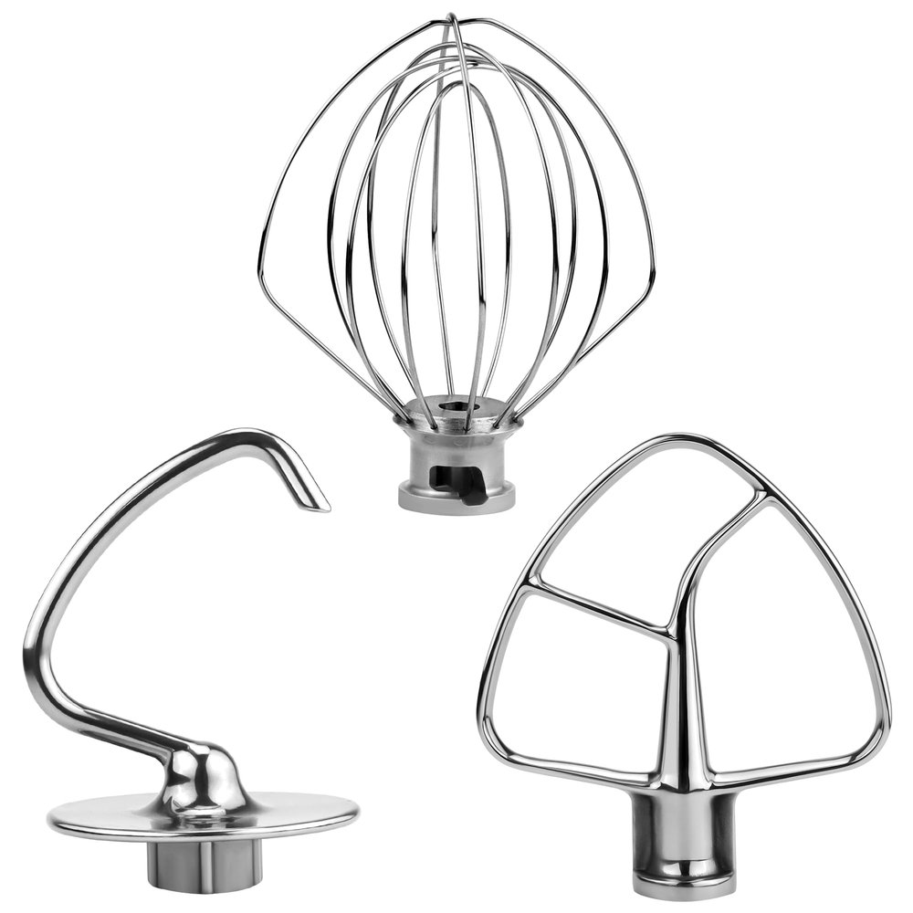 3 Pieces Stand Mixers Repair Set Stainless Steel for Kitchen Tilt-Head Stand Mixers K45DH Dough Hook K45B Coated Flat Blade Paddle K45WW Wire Whip Compatible with Kitchen-aid Accessories by AMI PARTS