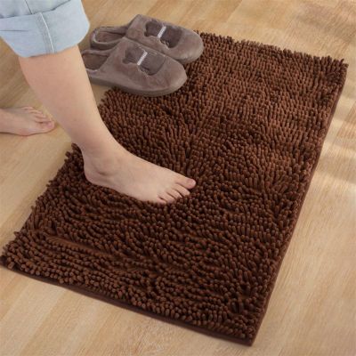 Reyox Soft Durable Thick Chenille Bath Mat, Water Absorbent Fast Dry Bathroom Rugs, Non Slip Bath Rugs for Kitchen Bathroom Bedroom Indoor and Outdoor Coffee 2.3 x 4.6 Feet