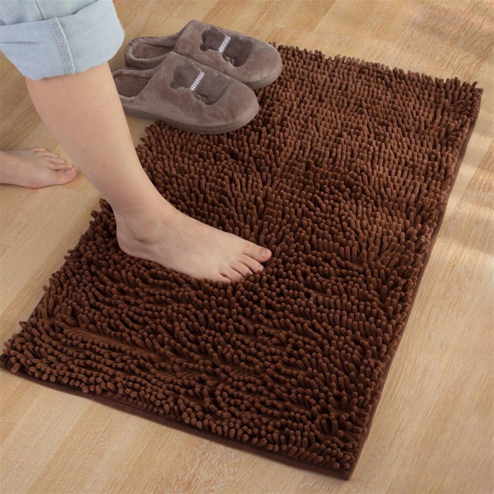Reyox Soft Durable Thick Chenille Bath Mat, Water Absorbent Fast Dry Bathroom Rugs, Non Slip Bath Rugs for Kitchen Bathroom Bedroom Indoor and Outdoor Coffee 2.3 x 4.6 Feet