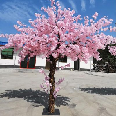 Artificial Cherry Blossom Trees Handmade Light Pink Faketree Indoor Outdoor Home Office Wedding Party Lighted Tree (Color : Round, Size : 2.5x2m/8.2x6.5FT)