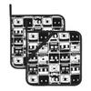 2 Pack Graffiti Retro Tapes Pot Holders with Hanging Loops Hand Pockets,Heat Resistant, Kitchen Essential, Vintage Potholder Set for Kitchen Baking Chef Barbeque,Square,8x8 Inch view 1