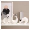AOPPLSOT Cat Deco Statue, Modern Abstract Art Sculptures,Cat Sculpture for Decoration Living Room, Office, Bedroom, Ceramic,Lucky Cat,Silver Set view 1