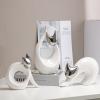 AOPPLSOT Cat Deco Statue, Modern Abstract Art Sculptures,Cat Sculpture for Decoration Living Room, Office, Bedroom, Ceramic,Lucky Cat,Silver Set view 2