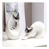 AOPPLSOT Cat Deco Statue, Modern Abstract Art Sculptures,Cat Sculpture for Decoration Living Room, Office, Bedroom, Ceramic,Lucky Cat,Silver Set view 3