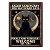 Tin Plaque Salem Sanctuary For Wayward Cats Ferals And Familiars Wall Decor for Home Gate Garden Bars Restaurants Cafes Office Store Pubs Club Sign Gift 12x16inch-Metal Framed Tin Painting view 1