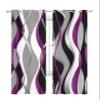 Abstract Purple Sheer Curtains 39 Inch Length 2 Panels Set Curtain Drapes for Kitchen,Bedroom,Living Room,Hallway,Sliding Door,Bathroom Window Panel,Black Grey White Modern Abstract Stripes 55x39 view 1
