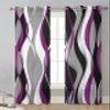 Abstract Purple Sheer Curtains 39 Inch Length 2 Panels Set Curtain Drapes for Kitchen,Bedroom,Living Room,Hallway,Sliding Door,Bathroom Window Panel,Black Grey White Modern Abstract Stripes 55x39 view 2