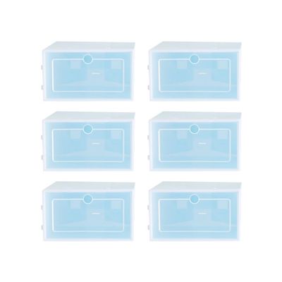 Cabilock 6pcs Stackable Transparent Shoe Storage Box Thicken Plastic Container s for Organizing Closets Entryway and under Beds Shoe Organizer for Tidy Spaces