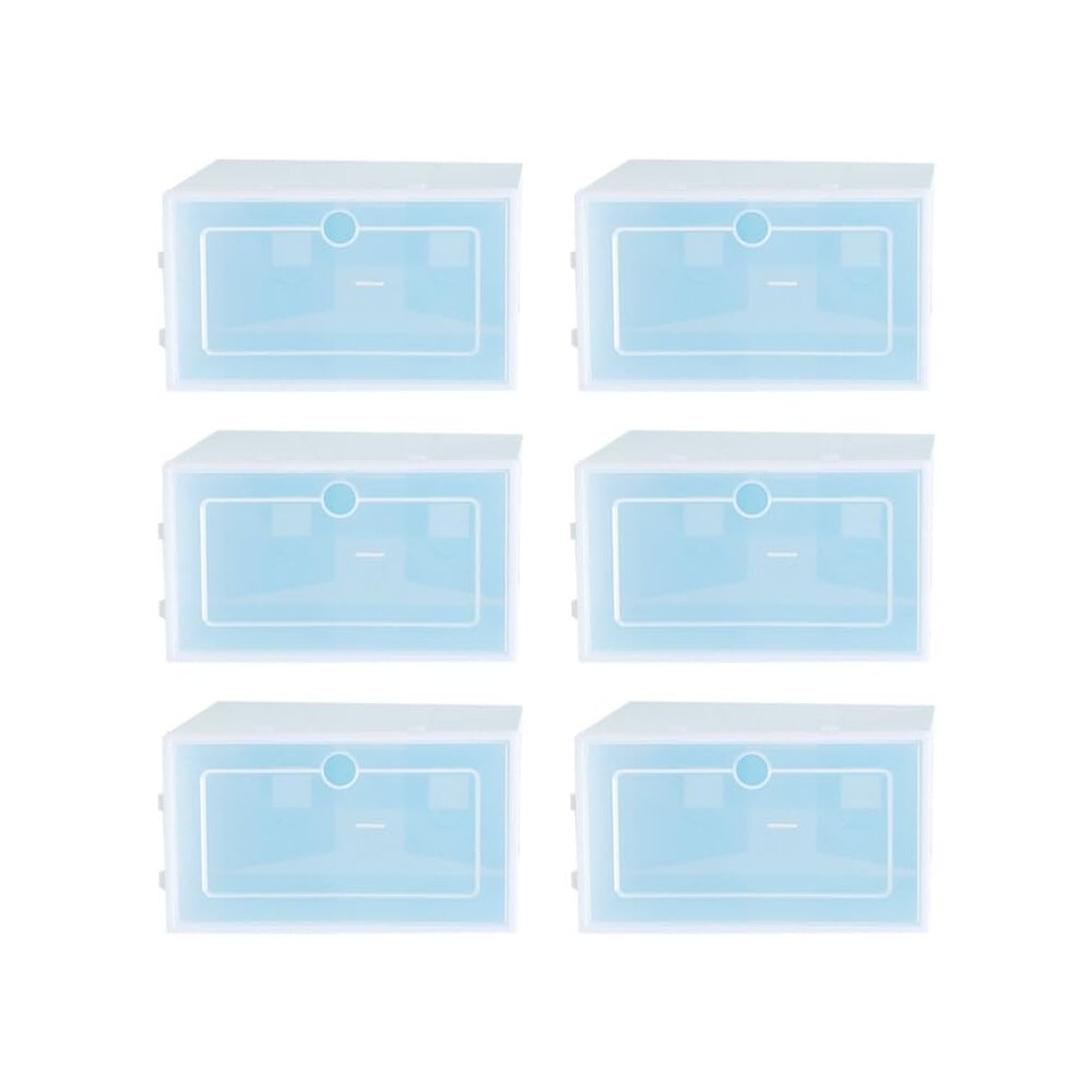 Cabilock 6pcs Stackable Transparent Shoe Storage Box Thicken Plastic Container s for Organizing Closets Entryway and under Beds Shoe Organizer for Tidy Spaces