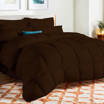 AHJ Beddings King Size 8 Piece Bed in a Bag 1000 Thread Count 100% Egyptian Cotton (500GSM Comforter, 15 inch Deep Pocket Sheet Set and Bed Skirt) - Chocolate