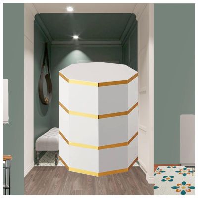 360 Rotating Round Octagon Shoe Rack Tower Cabinet, Cabinet Storage Simple and Modern Vertical Cylindrical with Corner Shoe Rack, Rotating Shoe Cabinet, for Bedroom & Entrance (Color : White 35cm/14