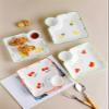 7.4in Japanese Style Dumpling Plates Farmhouse Divided Plate Ceramic Dinner Plate with 2 Compartments Small Sectional Plate (Color : C, Size : 1Pc) view 3