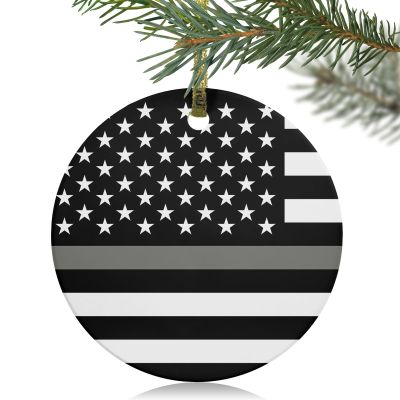 Country White Stars Ornament Thanksgiving Christmas Ornaments,Personalized Pendant for Halloween Xmas Thanks Day Home Decor,Women/Men Gifts Decoration,Silver Grey Black Correctional Officer Flag