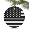 Country White Stars Ornament Thanksgiving Christmas Ornaments,Personalized Pendant for Halloween Xmas Thanks Day Home Decor,Women/Men Gifts Decoration,Silver Grey Black Correctional Officer Flag view 1