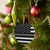 Country White Stars Ornament Thanksgiving Christmas Ornaments,Personalized Pendant for Halloween Xmas Thanks Day Home Decor,Women/Men Gifts Decoration,Silver Grey Black Correctional Officer Flag view 4