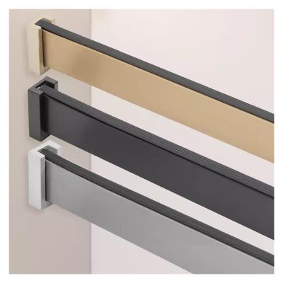 60" 55" 48" 42" 36" 32" 30" 26" 22" 20" 16" Long Closet Rod - Silent & Anti-Slip, Rectangular Aluminum Detachable Clothes Hanging Bar with Flange Set, Commercial Home ( Color : Grey , Size : Closet Wi