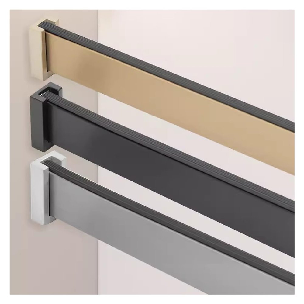 60" 55" 48" 42" 36" 32" 30" 26" 22" 20" 16" Long Closet Rod - Silent & Anti-Slip, Rectangular Aluminum Detachable Clothes Hanging Bar with Flange Set, Commercial Home ( Color : Grey , Size : Closet Wi