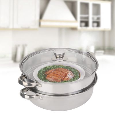 Steamer Stainless Steel Cookware 27cm/11in 2-Layer Steamer Pot Cooker Double Boiler Soup Steaming Pot