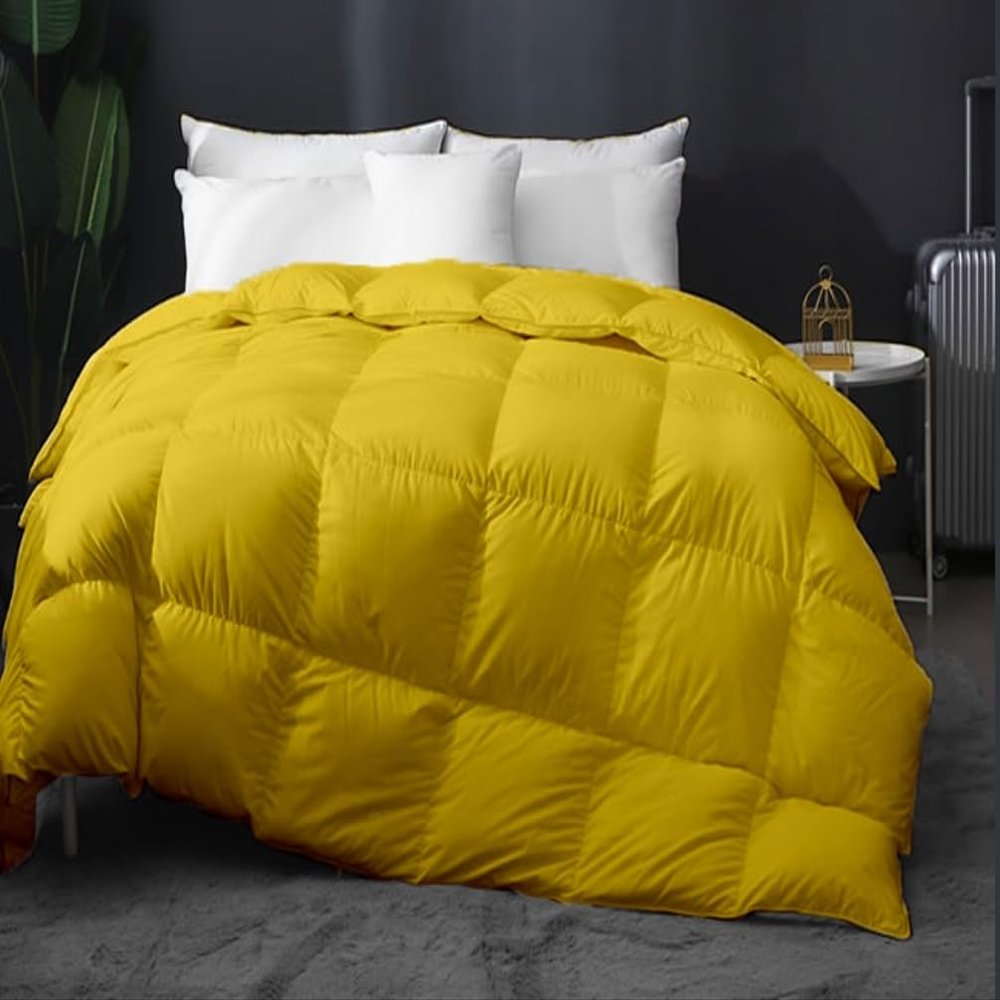 Home Decor 1000-TC Box Plated Down Alternative Comforter Twin XL Size 68 x 92 Inches 1-pc Comforte & 2pc Pillow Shams, 600 GSM Micro Fill & 4-8 Corner Tabs & Very Soft Fill Power