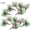 TITA-DONG 12Pcs Artificial Christmas Mini Pine Picks, Simulation Christmas Wreath Picks with Fake Red Berries, Bouquets Garland Wreath Arrangements Crafts(#6) view 4
