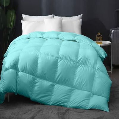Home Decor 1000-TC Box Plated Down Alternative Comforter Oversized King Plus (128x120) 1-pc Comforte & 2pc Pillow Shams, 600 GSM Micro Fill & 4-8 Corner Tabs & Very Soft Fill Power