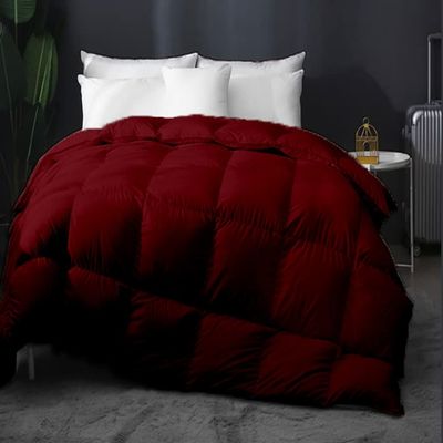 Home Decor 1000-TC Box Plated Down Alternative Comforter Oversized King Plus (128x120) 1-pc Comforte & 2pc Pillow Shams, 600 GSM Micro Fill & 4-8 Corner Tabs & Very Soft Fill Power