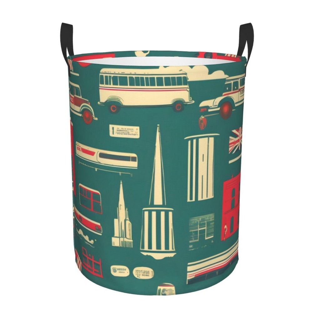 Scottish Retro Print Circular Protable Storage Bin,Basket For Laundry Hamper With Handles Bedroom Clothes