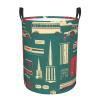 Scottish Retro Print Circular Protable Storage Bin,Basket For Laundry Hamper With Handles Bedroom Clothes view 1
