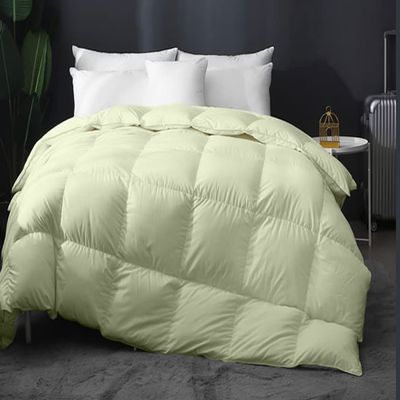 Home Decor 1000-TC Box Plated Down Alternative Comforter Queen Size 88 x 92 Inches 1-pc Comforte & 2pc Pillow Shams, 600 GSM Micro Fill & 4-8 Corner Tabs & Very Soft Fill Power