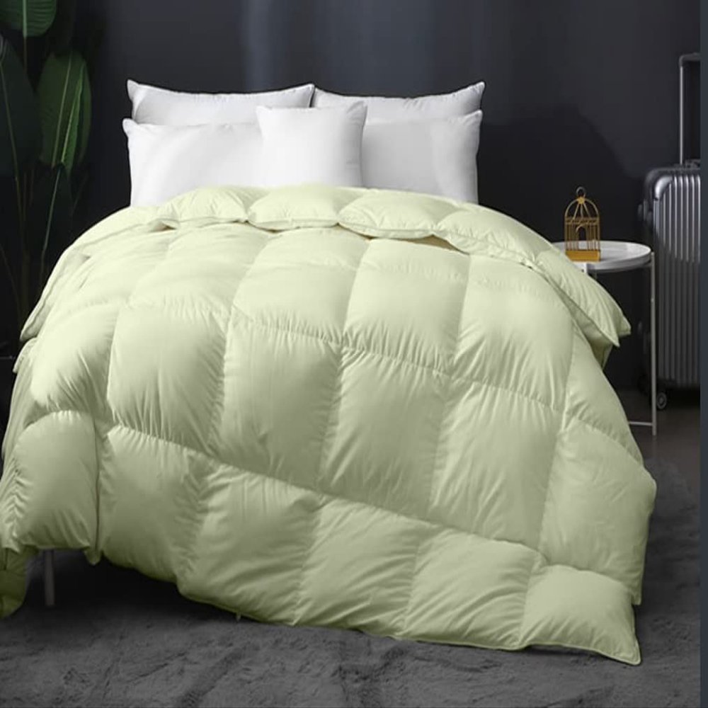 Home Decor 1000-TC Box Plated Down Alternative Comforter Queen Size 88 x 92 Inches 1-pc Comforte & 2pc Pillow Shams, 600 GSM Micro Fill & 4-8 Corner Tabs & Very Soft Fill Power