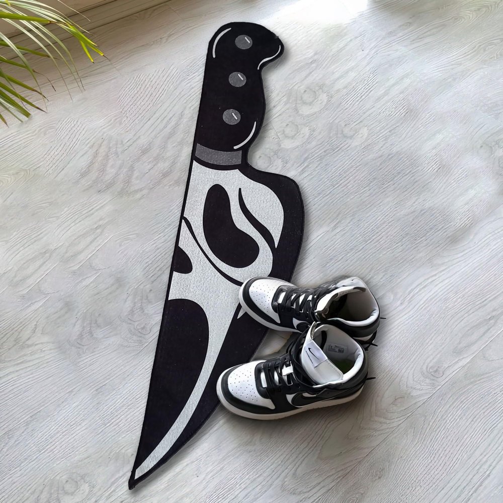 Rugendary Horror Movie Knife Shape Rug Horror Halloween Home Decorative Carpet Non Slip Machine Washable Popular Movie Mat (Ultra Soft Quality, 0.65x2.6 ft.)