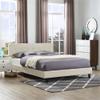 Pemberly Row Modern/Contemporary Tufted Full Platform Bed in Beige view 2