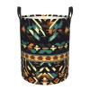 Native American Patterns Print Circular Protable Storage Bin,Basket For Laundry Hamper With Handles Bedroom Clothes view 1