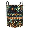 Native American Patterns Print Circular Protable Storage Bin,Basket For Laundry Hamper With Handles Bedroom Clothes view 2