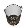 Native American Patterns Print Circular Protable Storage Bin,Basket For Laundry Hamper With Handles Bedroom Clothes view 3
