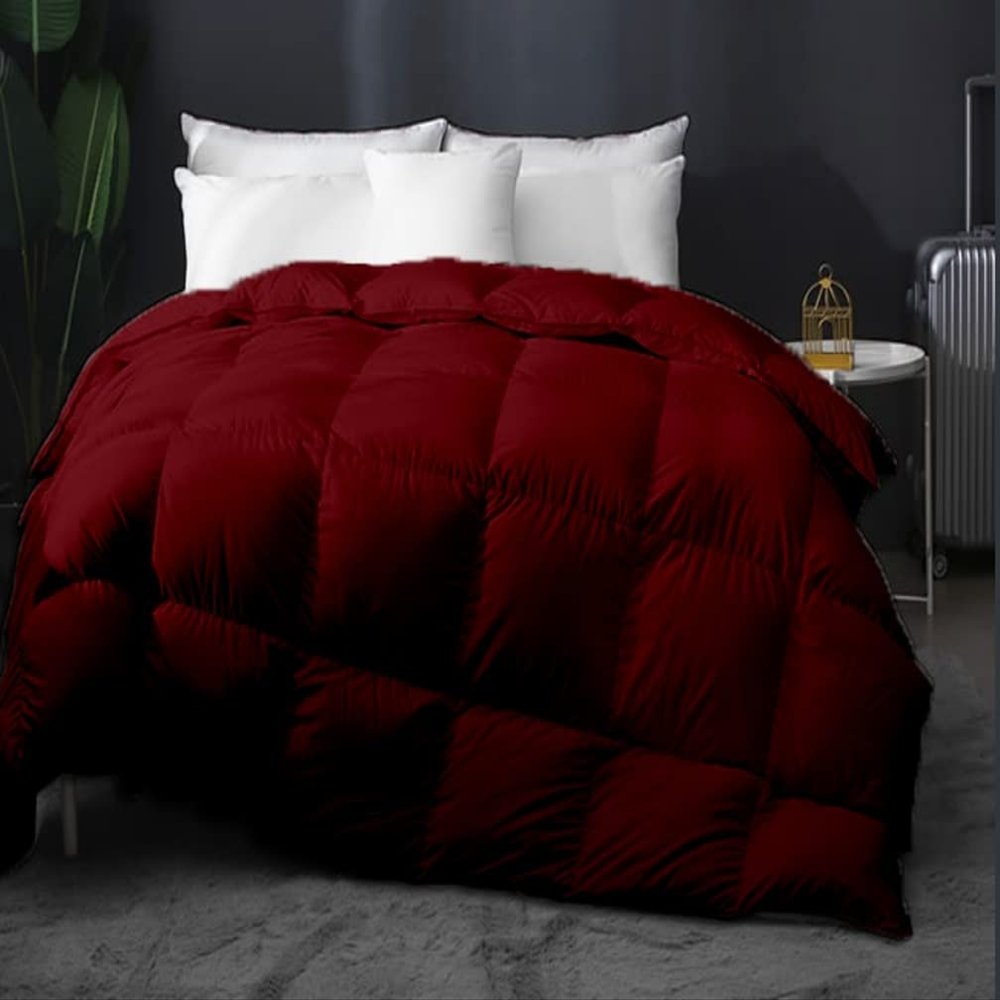Home Decor 1000-TC Box Plated Down Alternative Comforter Alaskan Plus 136x120 1-pc Comforte & 2pc Pillow Shams, 600 GSM Micro Fill & 4-8 Corner Tabs & Very Soft Fill Power