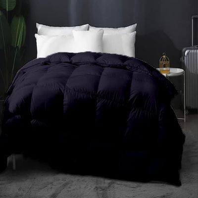 Home Decor 1000-TC Box Plated Down Alternative Comforter Oversized King Plus (128x120) 1-pc Comforte & 2pc Pillow Shams, 600 GSM Micro Fill & 4-8 Corner Tabs & Very Soft Fill Power