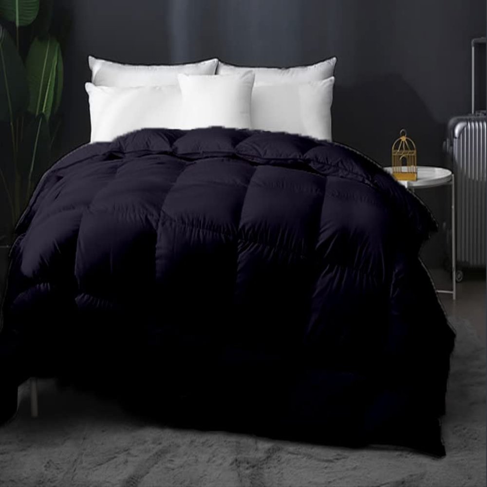 Home Decor 1000-TC Box Plated Down Alternative Comforter Oversized King Plus (128x120) 1-pc Comforte & 2pc Pillow Shams, 600 GSM Micro Fill & 4-8 Corner Tabs & Very Soft Fill Power