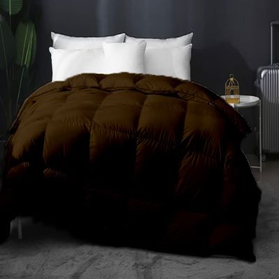 Home Decor 1000-TC Box Plated Down Alternative Comforter Eastern King Size 118 x 110 Inches 1-pc Comforte & 2pc Pillow Shams, 600 GSM Micro Fill & 4-8 Corner Tabs & Very Soft Fill Power